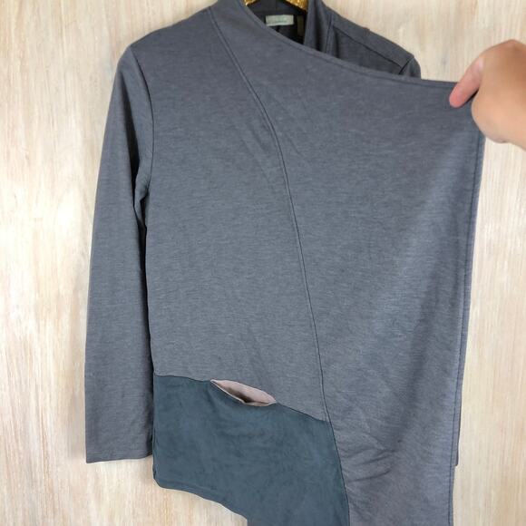 LOGO by Lori Goldstein Lounge Lagenlook Gray Draped Open Front Cozy Cardigan LG - Picture 4 of 13